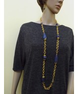 One of a kind natural lapis lazuli necklace and earrings set.  - $1,332.57 MXN
