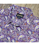 Cremieux Shirt Mens Size 3XB Purple Paisley Short Sleeve Button Up Linen... - €25,74 EUR