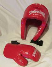 Tiger Claws Sparmaster Sparring RED Head Guard Adult &amp; left glove FREE FLSHLITE - £14.38 GBP