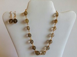 Golden rutile quartz one of a kind necklace and earrings set  - £102.25 GBP