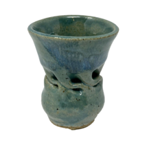 Artisan Made Pottery Toothpick Holder/Mini Vase Turquoise - £7.35 GBP