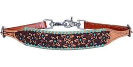 Showman Leather Wither Strap w/ Tooled Flowers and Teal - £113.12 GBP