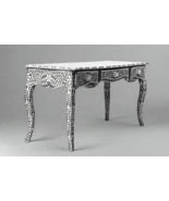 Mother of pearl inlay floral pattern with three drawer wooden console or... - $44,075.08 MXN