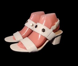 Avon Cushion Walk Faux Python Sandals Size 8 White Strappy Studded - $12.34