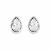 Dainty Silver Clear Tear Drop Stud Earrings - £11.07 GBP