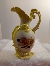 Vintage Victorian Style Ceramic Yellow Floral Hand painted Pitcher/ Planter - £12.39 GBP