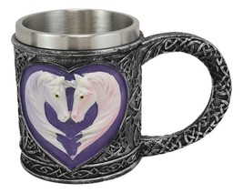 Sacred Love Unicorn Valentines Couple In Heart Shape Tankard Drinking Mu... - $25.99