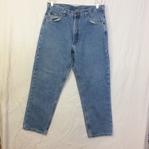 Carhartt Fleece Lined Jeans Denim Workwear Pants Size 36x30 Blue Relaxed Fit - £31.31 GBP