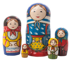 Peasant Girl Nesting Doll - 6&quot; w/ 5 Pieces - £57.42 GBP
