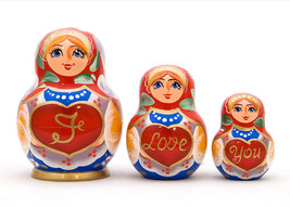 I Love You Nesting Doll - 5&quot; w/ 3 Pieces - £20.75 GBP