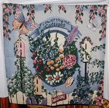 Crown Crafts &quot;FlowerThyme Cottages” Welcome Wall Hanging Tapestry Blue - £30.99 GBP