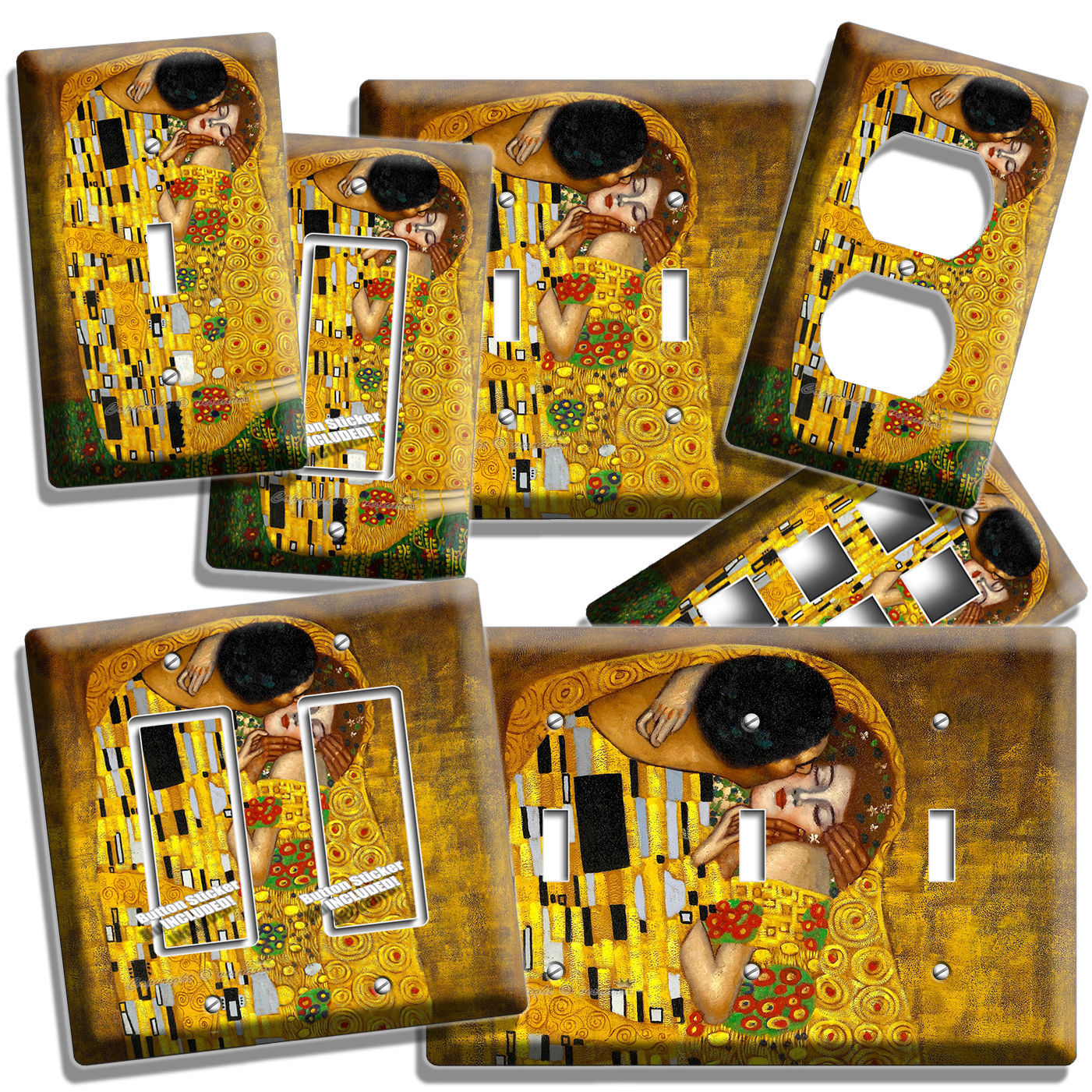GUSTAV KLIMT THE KISS GOLD PAINTING LIGHT SWITCH PLATE OUTLET WALL ART NEW COVER
