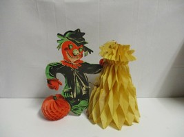 Vintage Beistle Halloween Die Cut Honeycomb Crepe Cardboard Scarecrow De... - £27.62 GBP