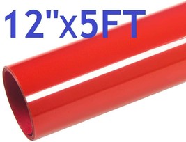 12&quot; x 5FT Red HTV Iron On Heat Transfer Vinyl Roll for T Shirt Shoes Hat... - $8.99
