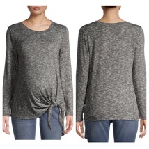 NWT Time and Tru Maternity Long Sleeve Stretchy Gray Side Tie T-Shirt SZ Small - £9.24 GBP