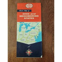 Road Map of Ohio and Neighboring States Courtesy of SOHIO Standard Oil 1960 - £10.75 GBP