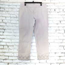 Loft Pants Womens 14 Gray Girlfriend Chino Eyelet Scallop Hem Cropped - £31.96 GBP