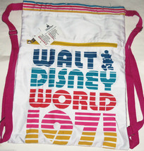 Disney World Cinch Sack Tote 1971 Mickey Mouse Rainbow Colors New - £27.90 GBP