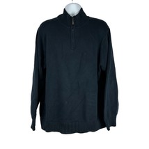 LL Bean Men&#39;s Mock Neck 1./4 Zip Pullover Knit Sweater Size XL Blue 100% Cotton - £18.09 GBP