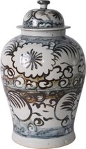 Temple Jar Vase Sea Flower Small Blue White Ceramic - £310.89 GBP