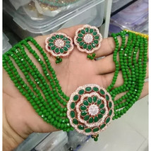 Indian Bollywood Kundan Gold Plated Crystal Bridal Choker Necklace Jewel... - $28.60