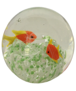 Goldfish Paperweight Round Fishbowl Fish Coral Reef Art Glass Sphere Off... - £11.84 GBP