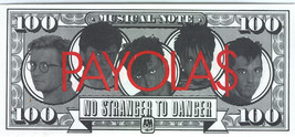 PAYOLAS PROMO MUSICAL NOTE VANCOUVER ROCK NO STRANGER TO DANGER PAUL HYD... - £11.79 GBP