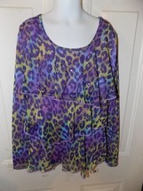 Justice Purple Cheetah Print Long Sleeve Shirt Size 12 Girl's EUC - £11.44 GBP