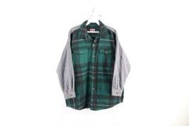 Vintage 90s Streetwear Mens Small Color Block Collared Fleece Button Shirt Plaid - £35.56 GBP
