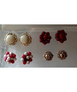 Vintage Jewelry Clip on Earrings Gold tone and Cluster Beads Lot of Four (4) Pr - $9.99