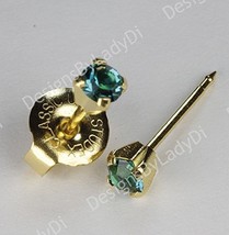 New Personal Ear Piercer 24k Gold 3mm December Blue Zircon Studs w/Gel, ... - $14.99