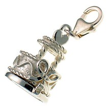 Sterling 925 Silver Wedding Cake Charm. Hinged Opening to show Bride and... - $47.04