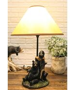 Rustic Black Momma Bear With Cubs Playing Hide And Seek Table Lamp With ... - €77,67 EUR