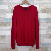 Brooks Brothers Vintage 90s V Neck Sweater Red Supima Cotton Casual Mens XL - $19.78