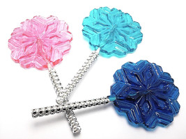 12 Large Snowflake Lollipops With Bling Sticks - Frozen Princess Party Lollipops - £19.92 GBP