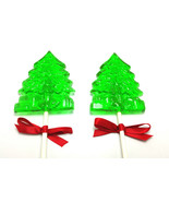 12 CHRISTMAS HOLIDAY TREE Lollipops with Satin Ribbon - Stocking Stuffer... - £12.63 GBP