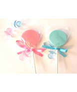 12 BABY SHOWER LOLLIPOPS with acrylic pacifier and satin ribbon - Baby S... - $24.99