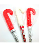 12 Large CANDY CANE HOLIDAY Lollipops with Bling Sticks - Stocking Stuff... - £15.79 GBP