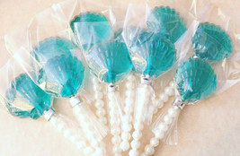 12 Clamshell Lollipops With Faux Pearl Sticks - Mermaid Party Favors - £20.03 GBP