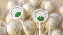 10 GOLF BALL LOLLIPOPS with Free Personalized Labels - Golf Party, Golf Lollipop - £11.18 GBP