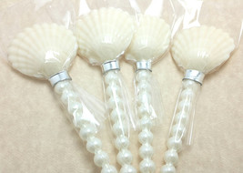12 Clamshell Lollipops With Faux Pearl Sticks - Mermaid Party, Wedding And Brida - £19.61 GBP