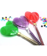 12 LARGE HEART LOLLIPOPS with Bling Sticks - Variety of Colors and Flavors - $34.28 CAD