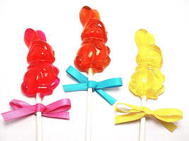 12 Easter Bunny Lollipops - Easter Lollipops, Bunny Lollipops With Satin Ribbon - £12.56 GBP