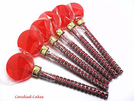 12 RED HARD CANDY Lollies - Matching Faux Rhinestone Stick, Wedding and Bridal L - £15.22 GBP