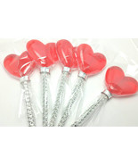 12 RED HEART LOLLIPOPS - Faux Rhinestone Stick, Wedding and Bridal Lolli... - £19.92 GBP