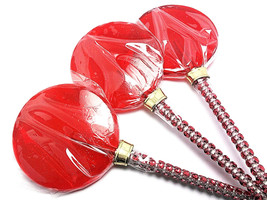 12 LARGE 2.5 INCH RED Lollipops with Bling Stick - Bridal Shower and Birthday Fa - £19.66 GBP