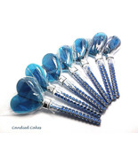12 BLUE HEART Lollipops -Faux Rhinestone Stick, Wedding Bridal Lollipop ... - $34.28 CAD