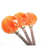 12 LARGE 2.5 INCH ORANGE Lollipops with Bling Stick - Bridal Shower and ... - $34.28 CAD