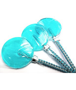 12 LARGE 2.5 INCH TURQUOISE Lollipops with Bling Stick - Bridal Shower a... - $24.99