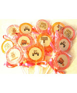 12 LOLLIPOPS with KRAFT LABELS and Satin Ribbon - Autumn Themed,Pumpkin ... - $28.79 CAD